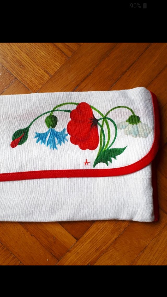 tovaglietta con bustina fatta e dipinta a mano