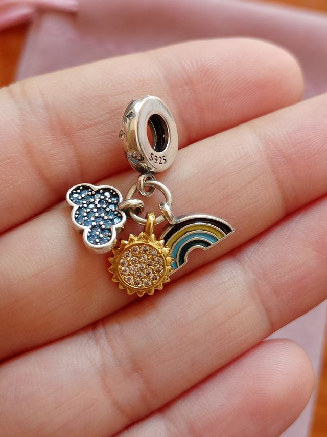 Charm Nube, Sol y Arcoiris de plata de ley