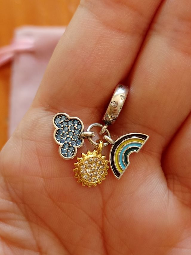Charm Nube, Sol y Arcoiris de plata de ley