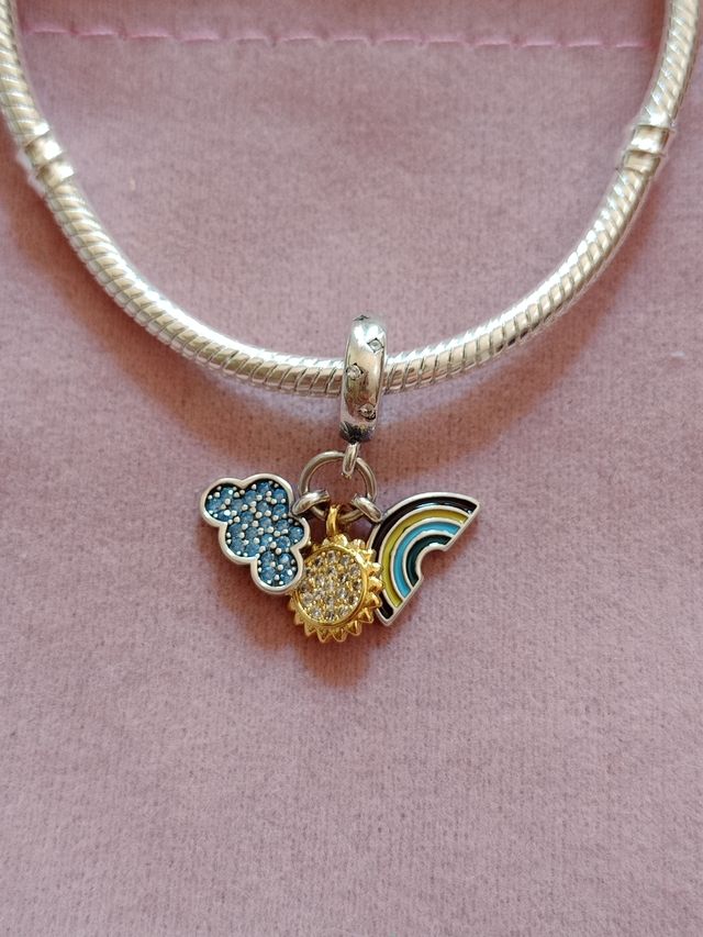 Charm Nube, Sol y Arcoiris de plata de ley