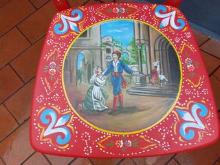 Sedia rossa - dipinta a mano - carretto siciliano