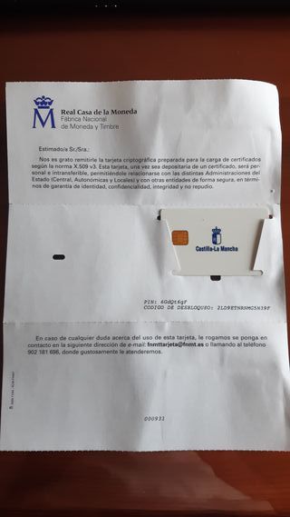 Tarjeta criptográfica FNMT-RCM x.509 v3