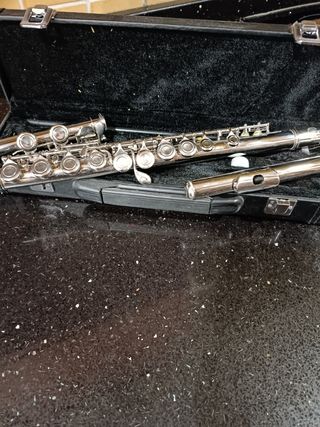 flauta travesera plateada