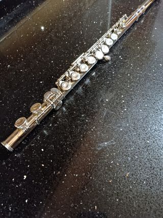 flauta travesera plateada