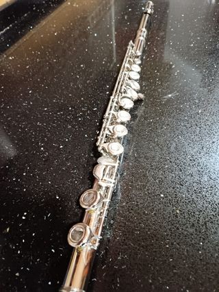 flauta travesera plateada