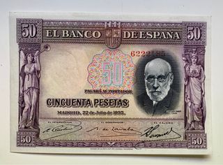 Billete 50 Pesetas 1935 EBC+. Ramon y Cajal