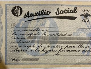 Guerra civil, Franco, Auxilio Social. Cupón y fich