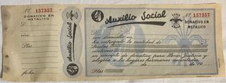 Guerra civil, Franco, Auxilio Social. Cupón y fich