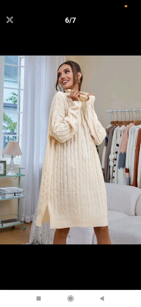 Vestido jersey oversize color crema