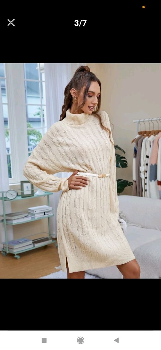 Vestido jersey oversize color crema