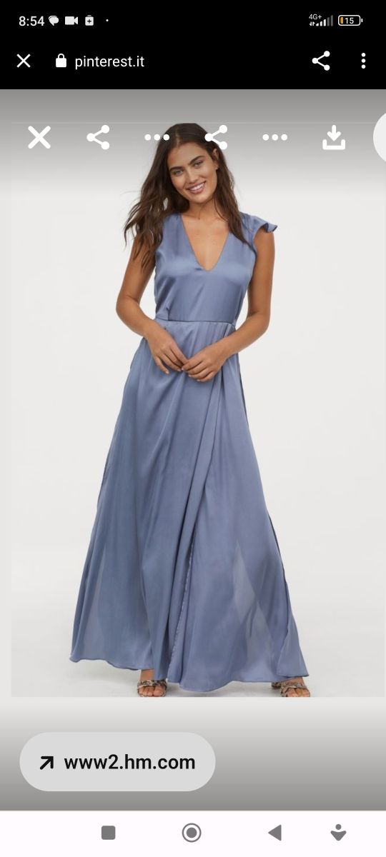 abito lungo satinato con spacchi