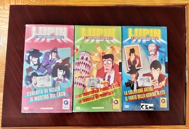 Lupin - 3 VHS "NUOVE" Cartoni animati Lupen terzo