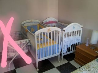 cuna 60x120 con colchon, colcha y chichonera