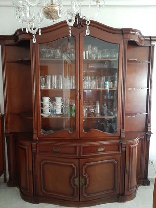 Vitrina de madera y cristal vintage