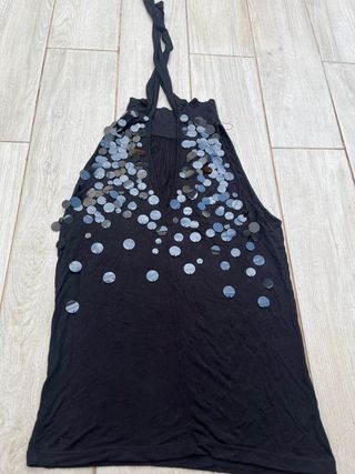 Top negro lentejuelas Zara talla m