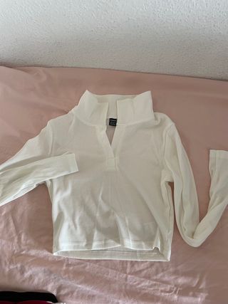 Top blanco manga larga Shein