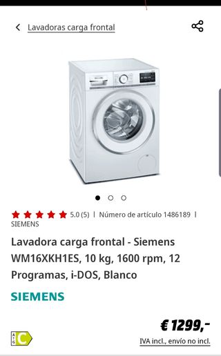 Lavadora carga frontal - Siemens WM16XKH1ES, 10 kg