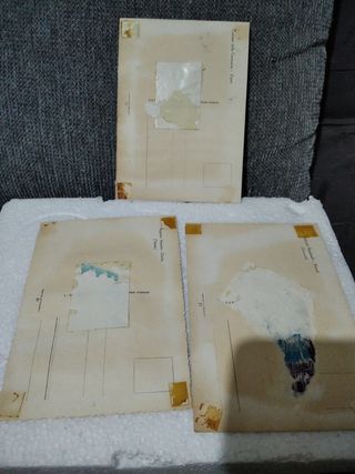 cartoline vintage con vestito in stoffa