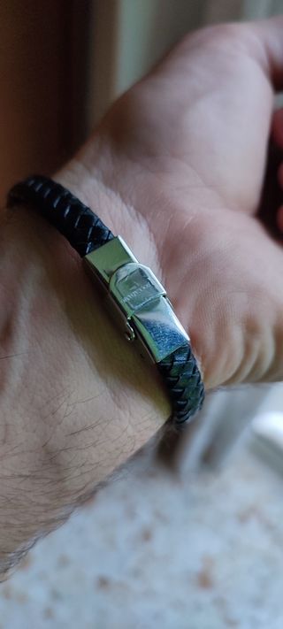 Bracciale Boccadamo in acciaio e cuoio da uomo 