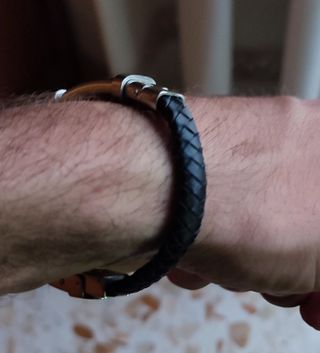 Bracciale Boccadamo in acciaio e cuoio da uomo 