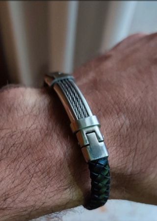 Bracciale Boccadamo in acciaio e cuoio da uomo 