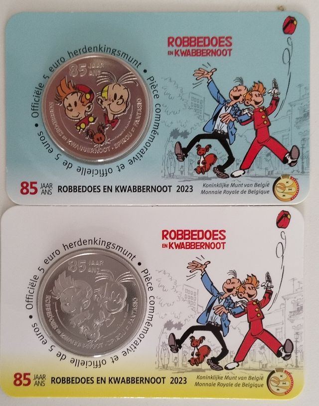Lote 2 x 5 euros Bélgica 2023 Spirou