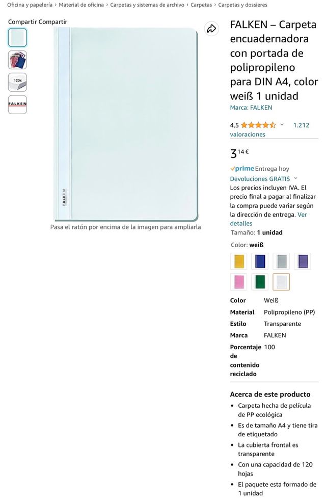 Todas las carpetas encuadernadoras (220). Din A4.