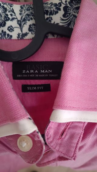 Zara camisa rosa con doble cuello