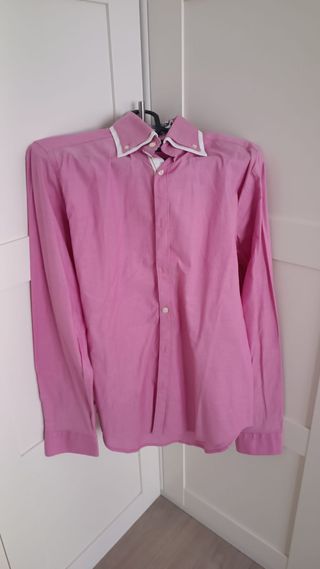 Zara camisa rosa con doble cuello