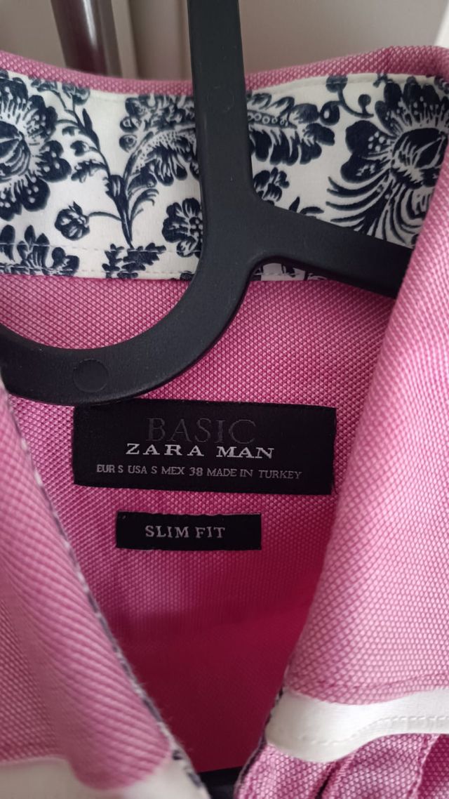 Zara camisa rosa con doble cuello