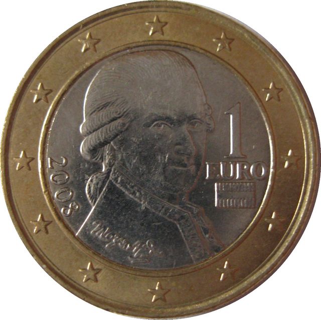 Moneda de un euro Amadeus Mozart