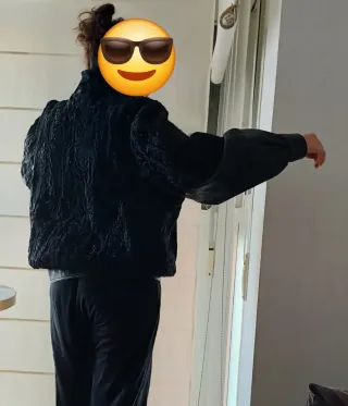 Chaqueta astracán y cuero