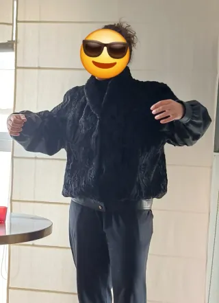 Chaqueta astracán y cuero