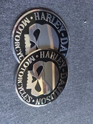 2 EMBLEMAS ALUMINIO HARLEY SKULL