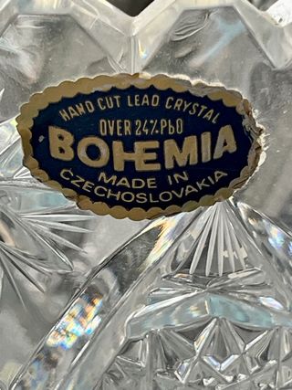 Antico vaso cristallo di Boemia molato a mano