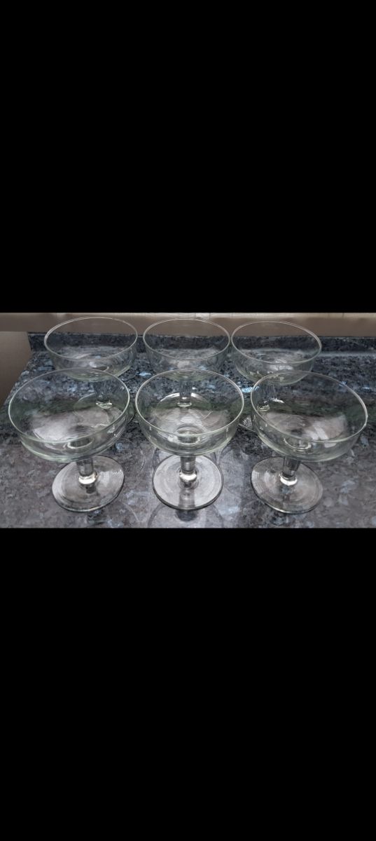 6 copas champán vintage, años 60