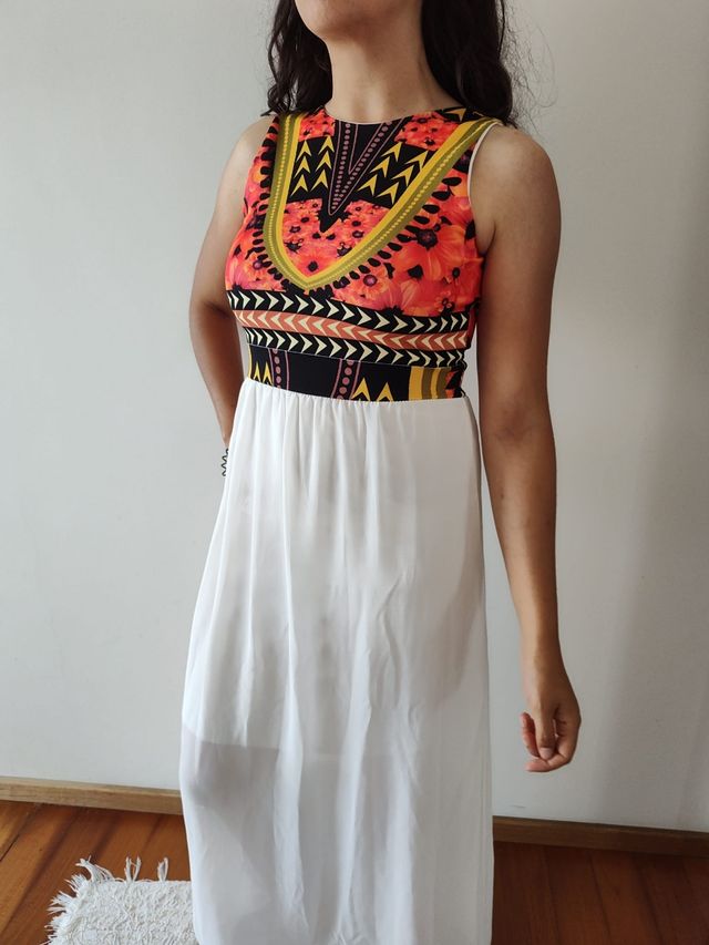 Vestido maxi com padrão