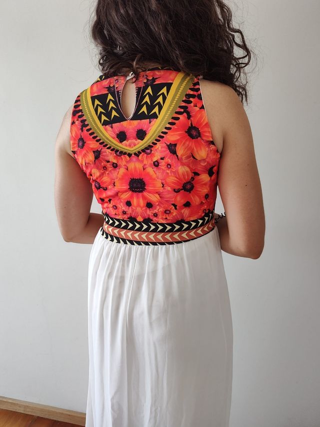 Vestido maxi com padrão