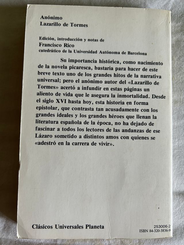 Lazarillo de Tormes. Ed. Planeta
