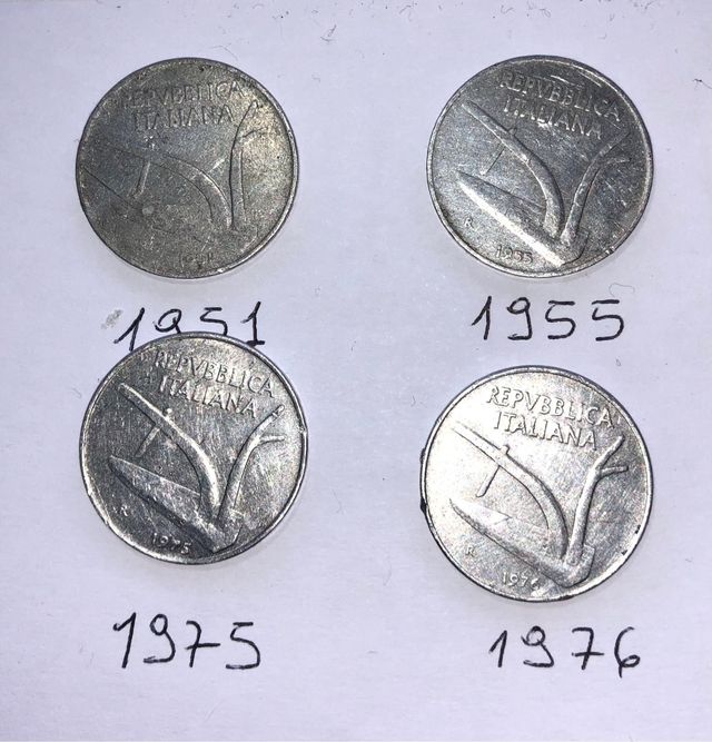 10 lire lotto sei monete anni 51-85