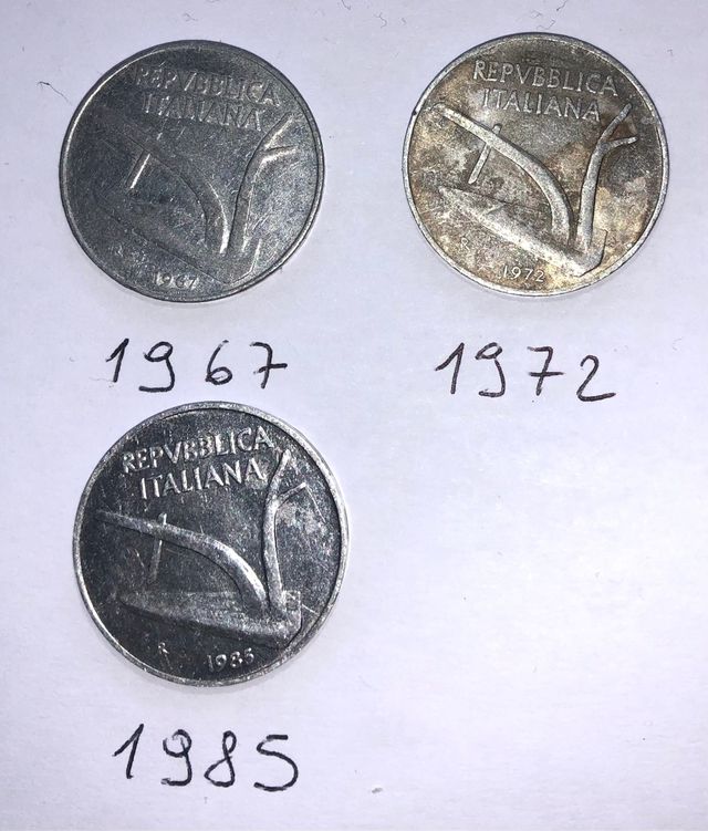 10 lire lotto sei monete anni 51-85