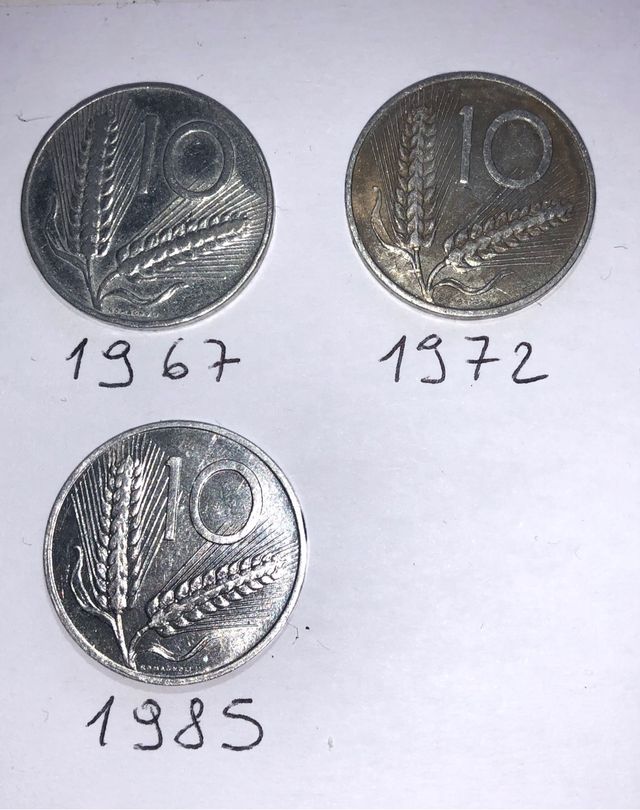 10 lire lotto sei monete anni 51-85