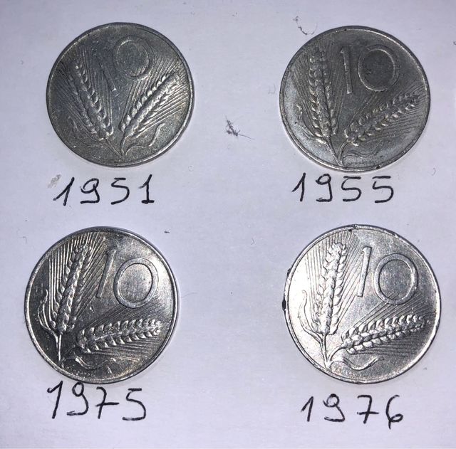 10 lire lotto sei monete anni 51-85