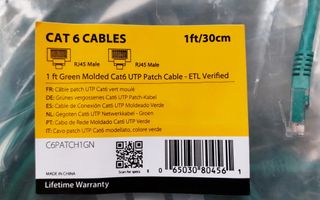 100 cables red RJ-45 UTP StarTech 0,3 m CAT 6 verd