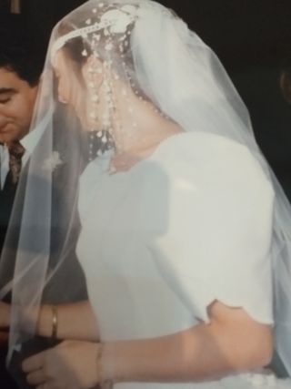 Vestido de novia vintage,regalo tocado y velo