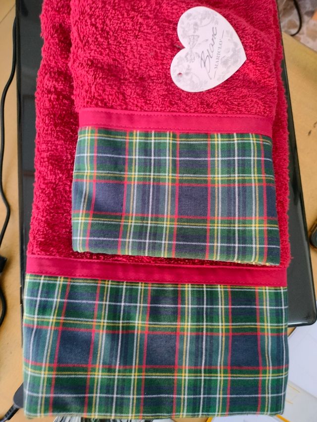 asciugamani bagno cotone spugna tartan shabby chic