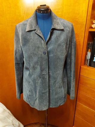 Chaqueta azul de ante
