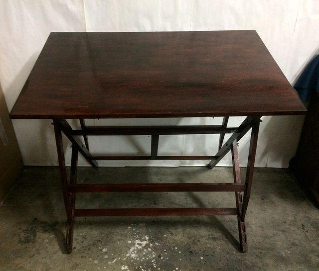 Mesa Dibujo Años 60 Madera Maciza Barnizada