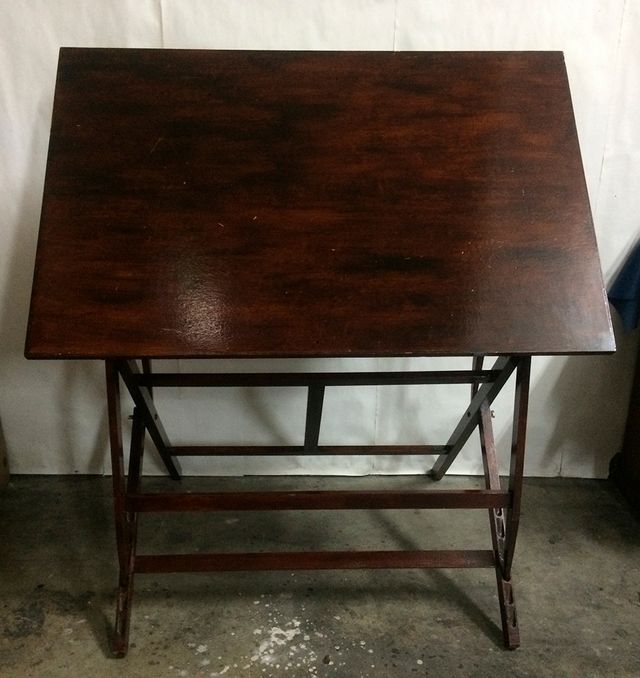 Mesa Dibujo Años 60 Madera Maciza Barnizada