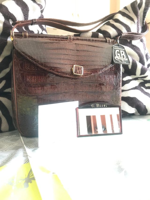 Borsa pelletteria G. Borrì cuoio e coccodrillo